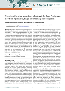 Check List Lists of Species Check List 12(1): 1821, 4 January 2016 Doi: ISSN 1809-127X © 2016 Check List and Authors