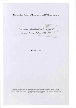 Conceptions of Israel and the Formation of Egyptian Foreign Policy: 1952-1981