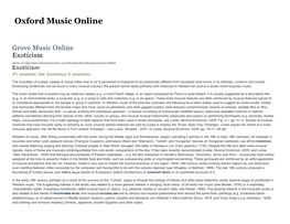 Exoticism in Oxford Music Online