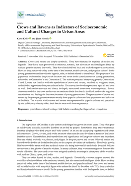 Crows and Ravens As Indicators of Socioeconomic and Cultural Changes in Urban Areas