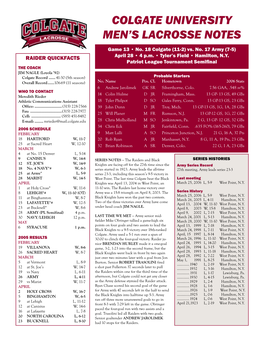 Colgate University Men's Lacrosse Notes