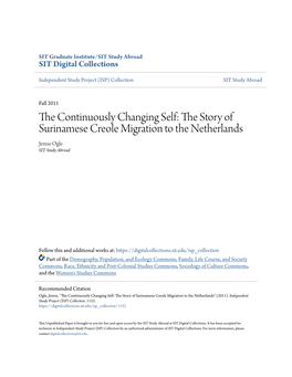 The Story of Surinamese Creole Migration to the Netherlands