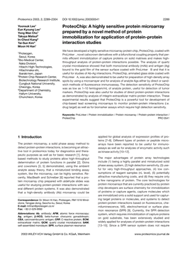 Proteochip: a Highly Sensitive Protein Microarray Prepared by a Novel