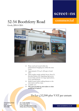 52-54 Boothferry Road Commercial Goole, DN14 5DA