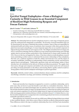 Epichloë Fungal Endophytes—From a Biological Curiosity in Wild Grasses to an Essential Component of Resilient High Performing Ryegrass and Fescue Pastures