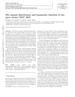 The Spatial Distribution and Luminosity Function of the Open Cluster NGC 4815