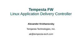 Tempesta FW Linux Application Delivery Controller