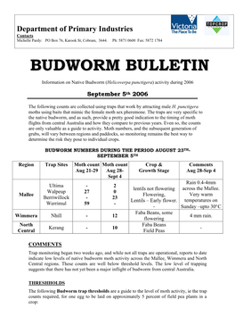 Budworm Bulletin