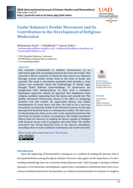 Fazlur Rahman's Double Movement and Its Contribution to The