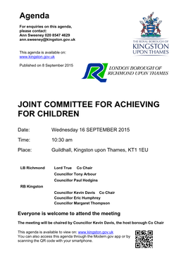 (Public Pack)Agenda Document for Joint Committee for Achieving For