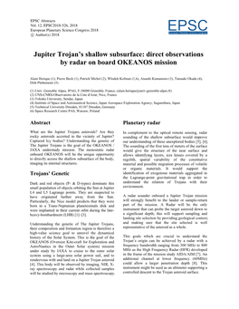 Jupiter Trojan's Shallow Subsurface: Direct Observations by Radar on Board OKEANOS Mission