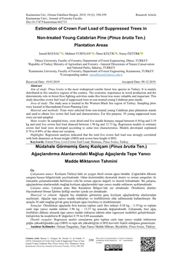 Estimation of Crown Fuel Load of Suppressed Trees In