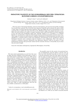 Phenotypic Plasticity of the Hydrasperman Seed Fern <Italic