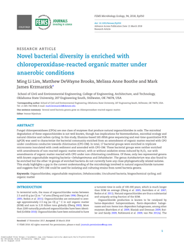 Novel Bacterial Diversity Is Enriched with Chloroperoxidase-Reacted Organic Matter Under Anaerobic Conditions