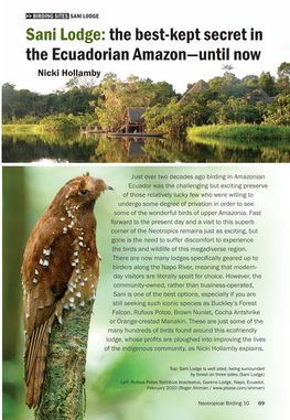 Sani Lodge Sani Lodge: the Best-Kept Secret in the Ecuadorian Amazon—Until Now Nicki Hollamby