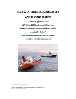 Review of Chemical Spills at Sea and Lessons Learnt