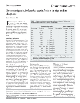 Enterotoxigenic Escherichia Coli Infection in Pigs and Its Diagnosis