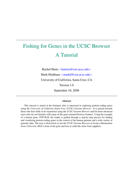 Fishing for Genes in the UCSC Browser a Tutorial