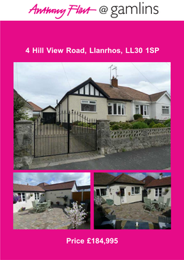 4 Hill View Road, Llanrhos, LL30 1SP Price £184,995