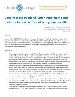 Data from the Peatland Action Programme and Their Use for Evaluations of Ecosystem Benefits