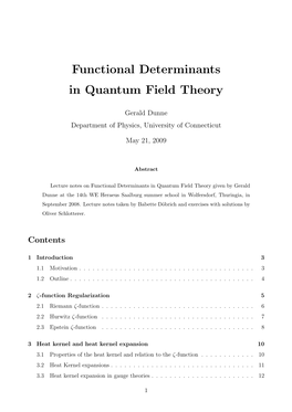 Functional Determinants in Quantum Field Theory