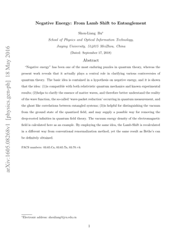 Arxiv:1605.08268V1 [Physics.Gen-Ph] 18 May 2016 ∗ Asnmes 36.A 36.A 03.70.+K 03.65.Ta, 03.65.Ca, Numbers: PACS Obtained