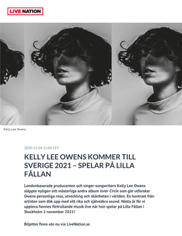 Kelly Lee Owens Kommer Till Sverige 2021 – Spelar På Lilla Fållan