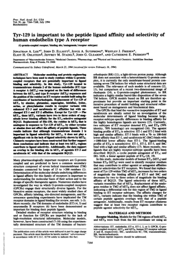 Human Endothelin Type a Receptor (G-Proteln-Coupled Receptor/Binding Site/Mutagenesls/Receptor Subtypes) JONATHAN A