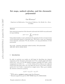 Set Maps, Umbral Calculus, and the Chromatic Polynomial