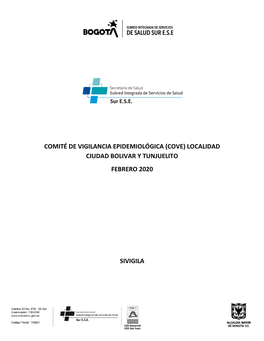 (Cove) Localidad Ciudad Bolivar Y Tunjuelito Febrero 2020 Sivigila
