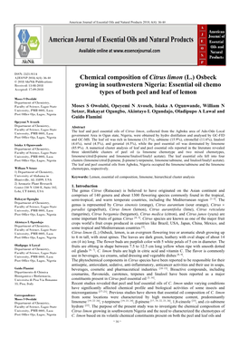 Chemical Composition of Citrus Limon (L.)