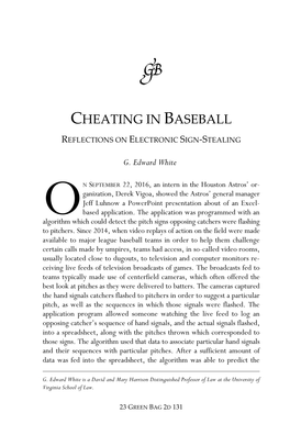 Cheating in Baseball