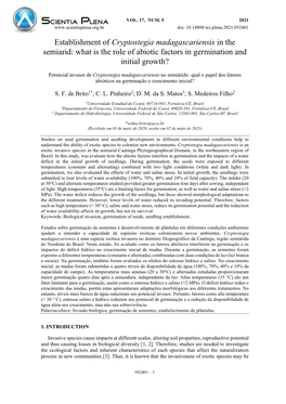 Establishment of Cryptostegia Madagascariensis in the Semiarid: What Is the Role of Abiotic Factors in Germination and Initial Growth?