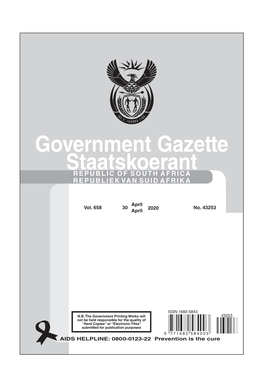 Government Gazette Staatskoerant REPUBLIC of SOUTH AFRICA REPUBLIEK VAN SUID AFRIKA