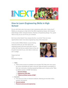 How to Learn Engineering Skills in High School