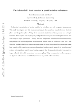 Arxiv:1710.01450V3 [Physics.Flu-Dyn] 6 Jul 2018 Nagbacrdcdodrmdlfrha Rnfri Partic in Transfer Heat for Model O Order Using Reduced Coupling