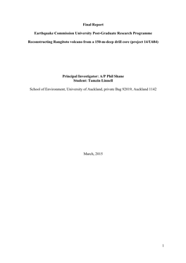 Reconstructing Rangitoto Volcano from a 150-M-Deep Drill Core (Project 14/U684)