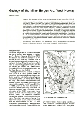 Geology of the Minor Bergen Arc, West Norway
