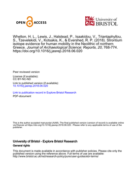 Whelton, H. L., Lewis, J., Halstead, P., Isaakidou, V., Triantaphyllou, S., Tzevelekidi, V., Kotsakis, K., & Evershed, R. P