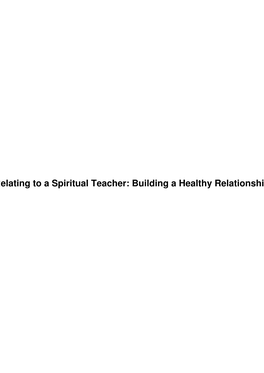 Relating to a Spiritual Teacher