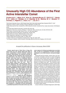 Unusually High CO Abundance of the First Active Interstellar Comet