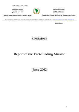 ZIMBABWE Report of the Fact-Finding Mission June 2002