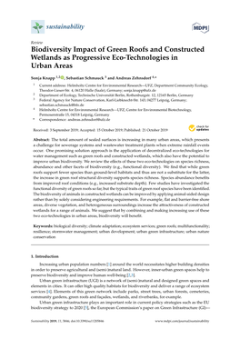 Biodiversity Impact of Green Roofs and Constructed Wetlands As Progressive Eco-Technologies in Urban Areas