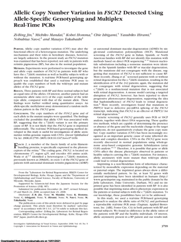 Allelic Copy Number Variation in FSCN2 Detected Using Allele-Speciﬁc Genotyping and Multiplex Real-Time Pcrs