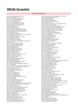 Res2k Gamelist Sinclair ZX Spectrum