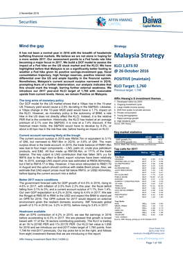Malaysia Strategy a More Sedate 2017