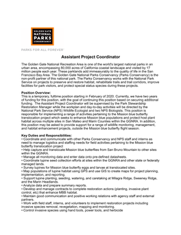 Assistant Project Coordinator