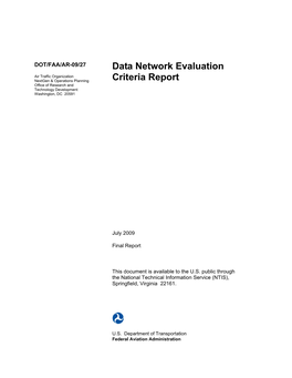 DATA NETWORK EVALUATION CRITERIA REPORT July 2009 6