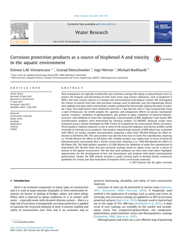 Corrosion Protection Products As a Source of Bisphenol a and Toxicity to the Aquatic Environment