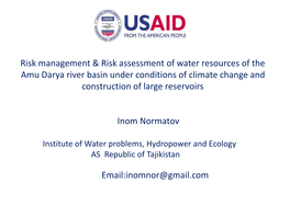 Risk Management & Risk Assessment of Water Resources of the Amu